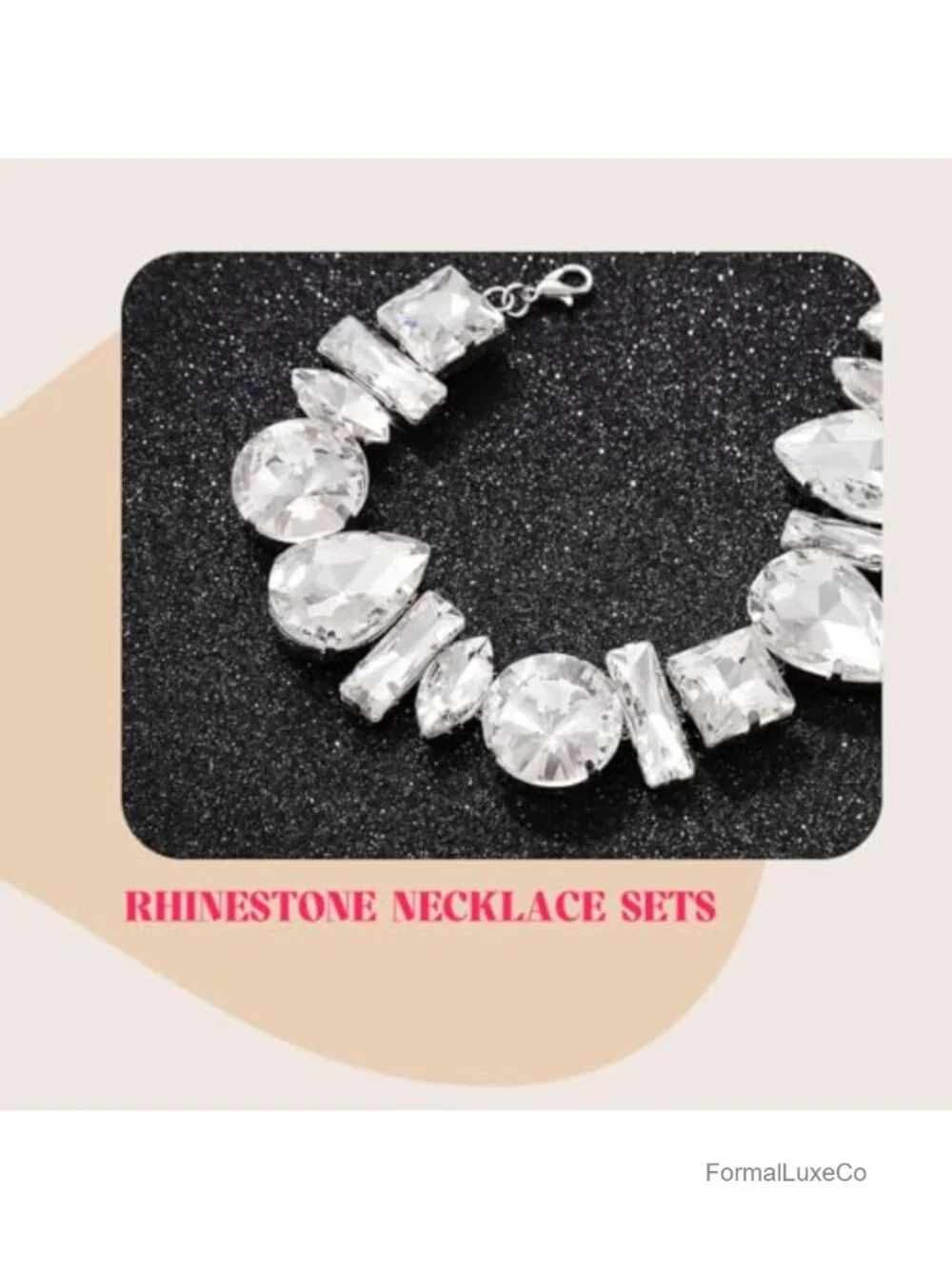 Rhinestone Choker Necklace and Earrings Set Sparkly Jewelry for Women Silver